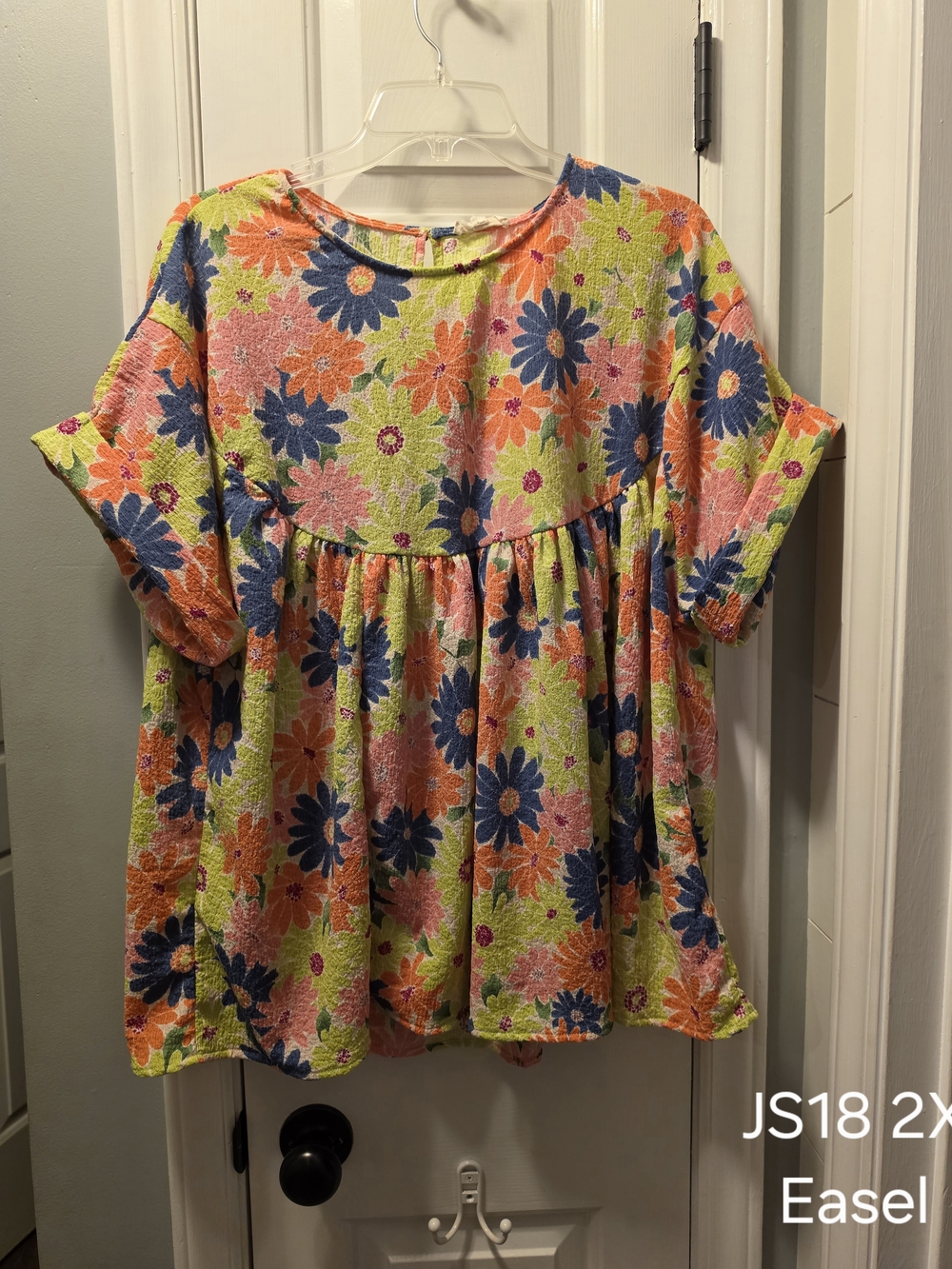 Easel Floral Babydoll Top in Multi-Color